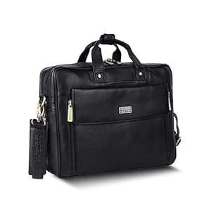 HAMMONDS FLYCATCHER Genuine Leather Office Bag for Men, 15.6 Inch Professional Leather Laptop Bag for Men, Adjustable Strap and Multiple Compartments, Leather Bag for Men, 1 Year Warranty, Royal Black